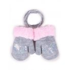 Yo! Bébi téli kesztyű 12 cm - Szürke/rózsaszín 