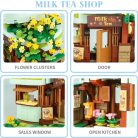 QMAN® K28007 Keeppley készségfejlesztő építőjáték lányoknak 411 db építőkocka - Ash macska Milk tea shopja