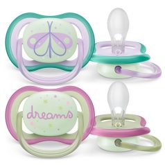   Philips AVENT SCF376/19  Ultra air Nighttime játszócumi 0-6 hó  - lányos mintás 