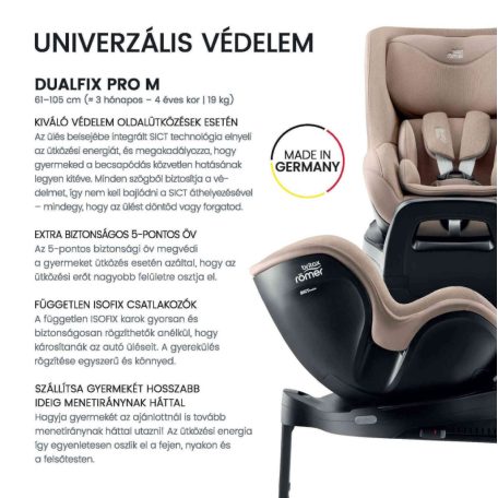 Britax Römer Dualfix Pro M Style 360°-ban forgatható autósülés 61-105 cm - Mineral Grey