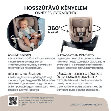 Britax Römer Dualfix Pro M Style 360°-ban forgatható autósülés 61-105 cm - Mineral Grey