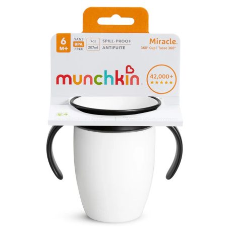 Munchkin Miracle Cup itatópohár, 207 ml - fehér/fekete 
