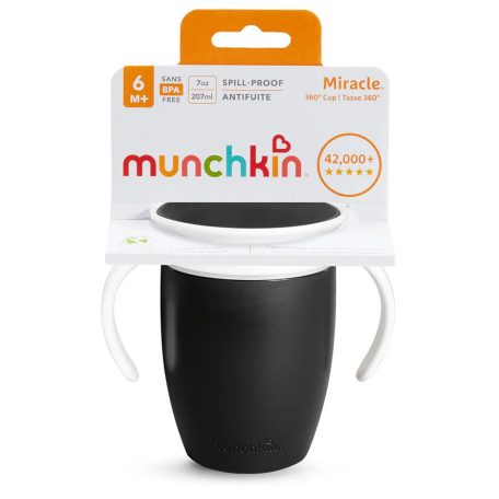 Munchkin Miracle Cup itatópohár, 207 ml - fekete/fehér