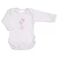   Babastar hosszú ujjú pamut body (74) Zsiráf It's a girl! fehér