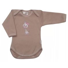   Babastar hosszú ujjú pamut body (74) Zsiráf It's a girl! mogyoró 