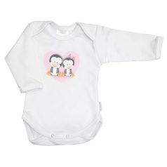 Babastar hosszú ujjú pamut body (80) Pingvinpár fehér 