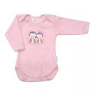 Babastar hosszú ujjú pamut body (68) Pingvinpár rózsaszín