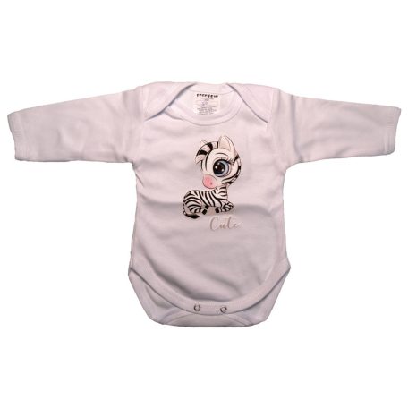 Babastar hosszú ujjú pamut body (56) Zebra 