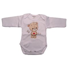 Babastar hosszú ujjú pamut body (50) Szívecskés maci 