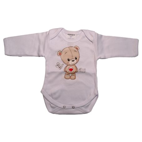 Babastar hosszú ujjú pamut body (56) Szívecskés maci 