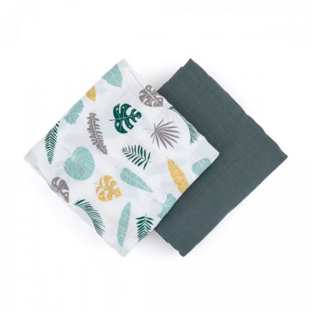 P&M Bambusz muszlin 2db-os kifogó szett 120×120 cm - Misty Green Leaves