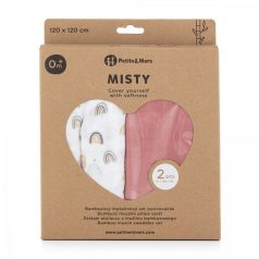   P&M Bambusz muszlin 2db-os kifogó szett 120×120 cm -  Misty Rose Rainbow