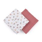 P&M Bambusz muszlin 2db-os kifogó szett 120×120 cm -  Misty Rose Rainbow