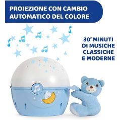   Chicco NEXT2 STARS babaágyra rögzíthető projektor plüss macival - kék