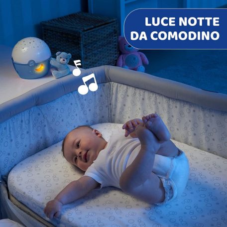 Chicco NEXT2 STARS babaágyra rögzíthető projektor plüss macival - kék