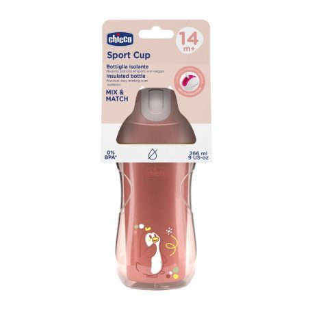 Chicco Sport Cup duplafalú, szívószálas itatókulacs 14m+ pingvin