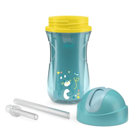 Chicco Sport Cup duplafalú, szívószálas itatókulacs 14m+ cica