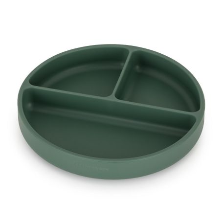 P&M Szilikon osztott tányér, kerek Take&Match Misty Green 6m+