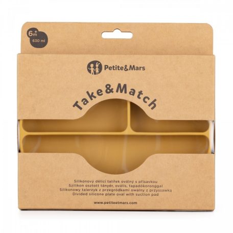 P&M Szilikon osztott tányér, ovális Take&Match Intense Ochre 6m+
