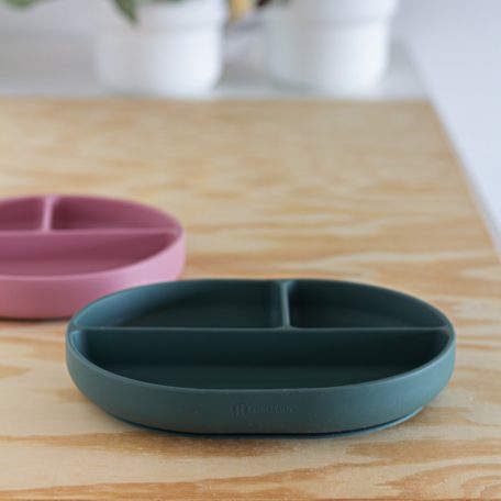 P&M Szilikon osztott tányér, ovális Take&Match Misty Green 6m+