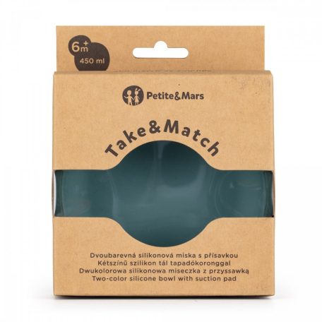 P&M Kétszínű szilikon tál Take&Match Misty Green 6m+ 