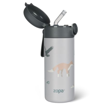 Zopa 350 ml-es termosz szívószállal és szilikon fogantyúval - Mountains