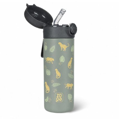 Zopa 350 ml-es termosz szívószállal és szilikon fogantyúval - Wild Gepard
