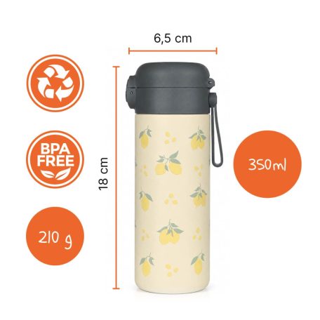 Zopa 350 ml-es termosz szívószállal és szilikon fogantyúval - Wild Gepard
