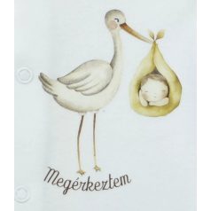 Hosszú ujjú pamut rugdalózó, gólyás mintával (56)