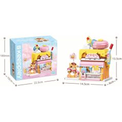   QMAN® K28006 Keeppley készségfejlesztő építőjáték lányoknak 364 db építőkocka - Vörös macska cukrászdája