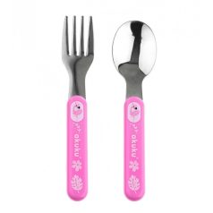 Akuku bébievőeszköz fém 9+ rózsaszín flamingó