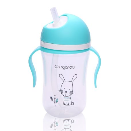 Cangaroo Cup Bunny szívószálas pohár 300 ml 6hó+  kék