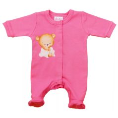   Hosszú ujjú pamut rugdalózó - Maci mintával (50) rózsaszín