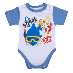 Rövid ujjú baba body Cápás mintával f/kék (56) 