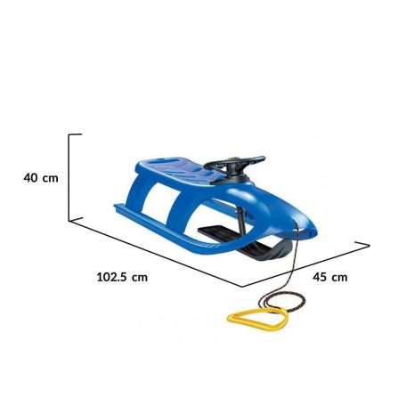 Moni Bullet műanyag szánkó, kormánykerékkel, húzható - Kék