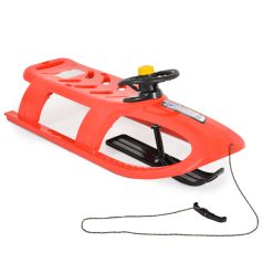   Moni Bullet műanyag szánkó, kormánykerékkel, húzható - Piros