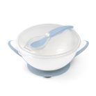 BabyOno tapadós fedeles tányér kanállal - kék
