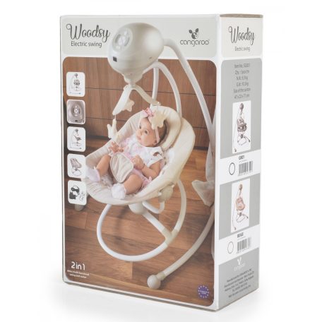 Cangaroo Woodsy 2in1 elektromos hinta és etetőszék - bézs

