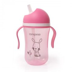   Cangaroo Cup Bunny szívószálas pohár 300 ml 6hó+ rózsaszín