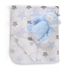 Cangaroo wellsoft takaró 90x75 cm plüss játékkal kék maci