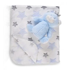   Cangaroo wellsoft takaró 90x75 cm plüss játékkal kék maci