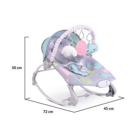 Moni Llama rezgő-zenélő pihenőszék - szürke/rózsaszín 