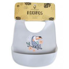 Cangaroo ROOIBOS szilikon előke zsebbel - szürke madár 