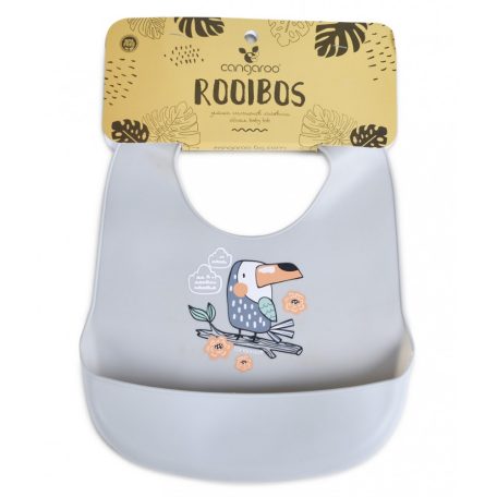 Cangaroo ROOIBOS szilikon előke zsebbel - szürke madár 