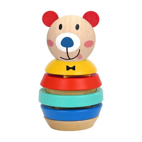 Tooky Toy Fa játék toronyépítő 11db-os Macis