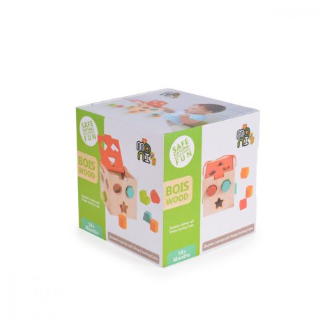 Moni Toys Fajáték fa formabedobós kocka 14x14x13cm