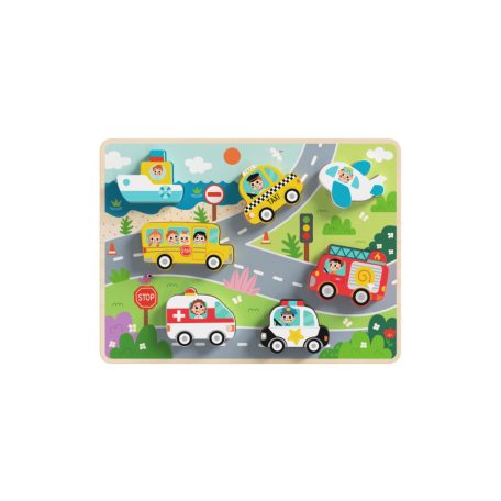 Tooky Toy Fa formaillesztős puzzle - Közlekedés