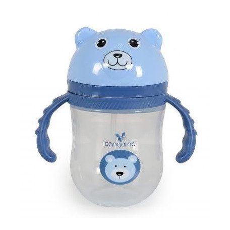 Cangaroo Training Cup with Straw Berry szívószálas pohár 240 ml 6hó+  kék