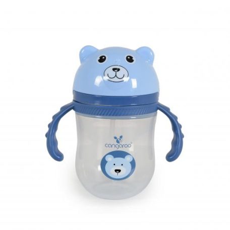 Cangaroo Training Cup with Straw Berry szívószálas pohár 240 ml 6hó+  kék