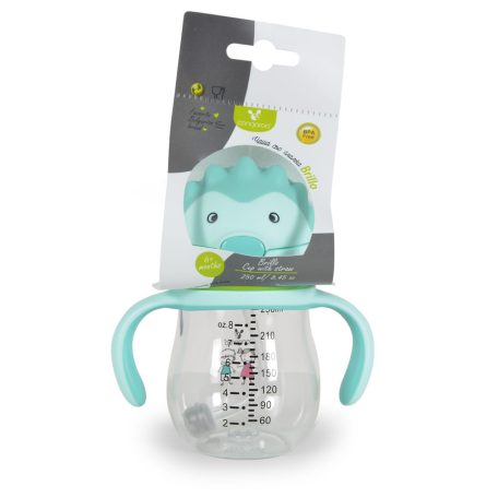 Cangaroo Cup with Straw szívószálas pohár 250 ml 6hó+  türkiz 
